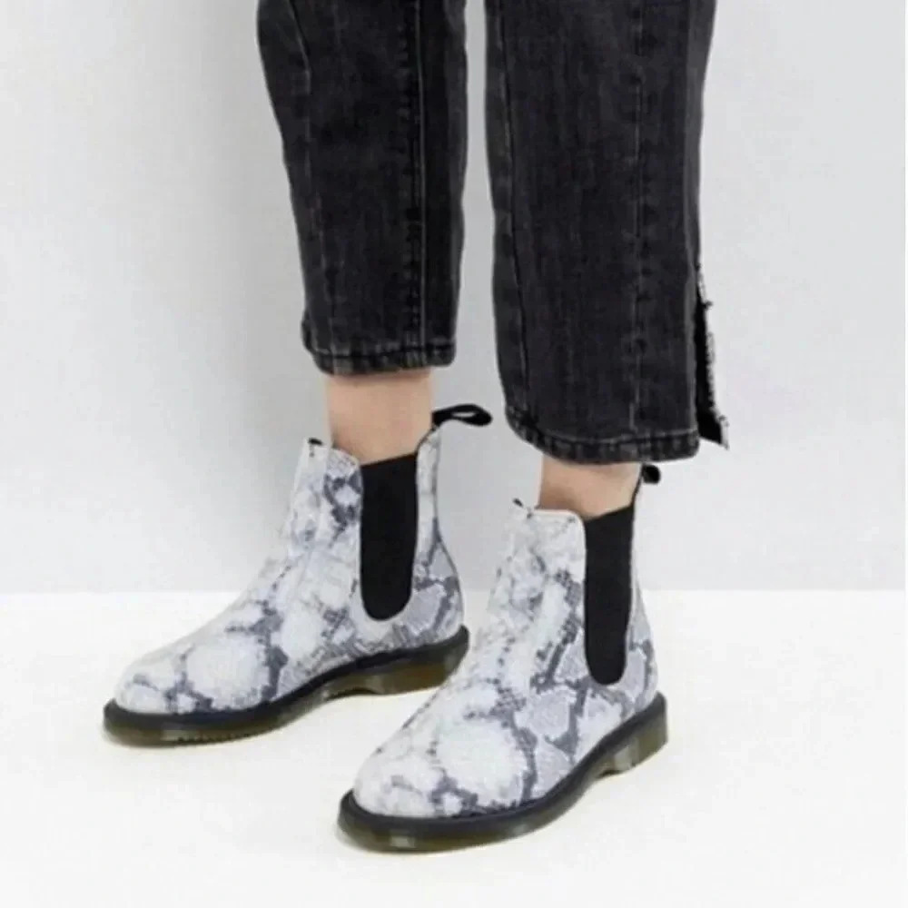 Dr. Doc Martens Flora Snakeskin Asciano Chelsea Boot Boots Women's Size 8